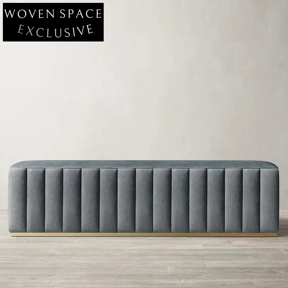 Modern Velvet Upholstered Bed End Bench with Stylish Metal or Wood Legs