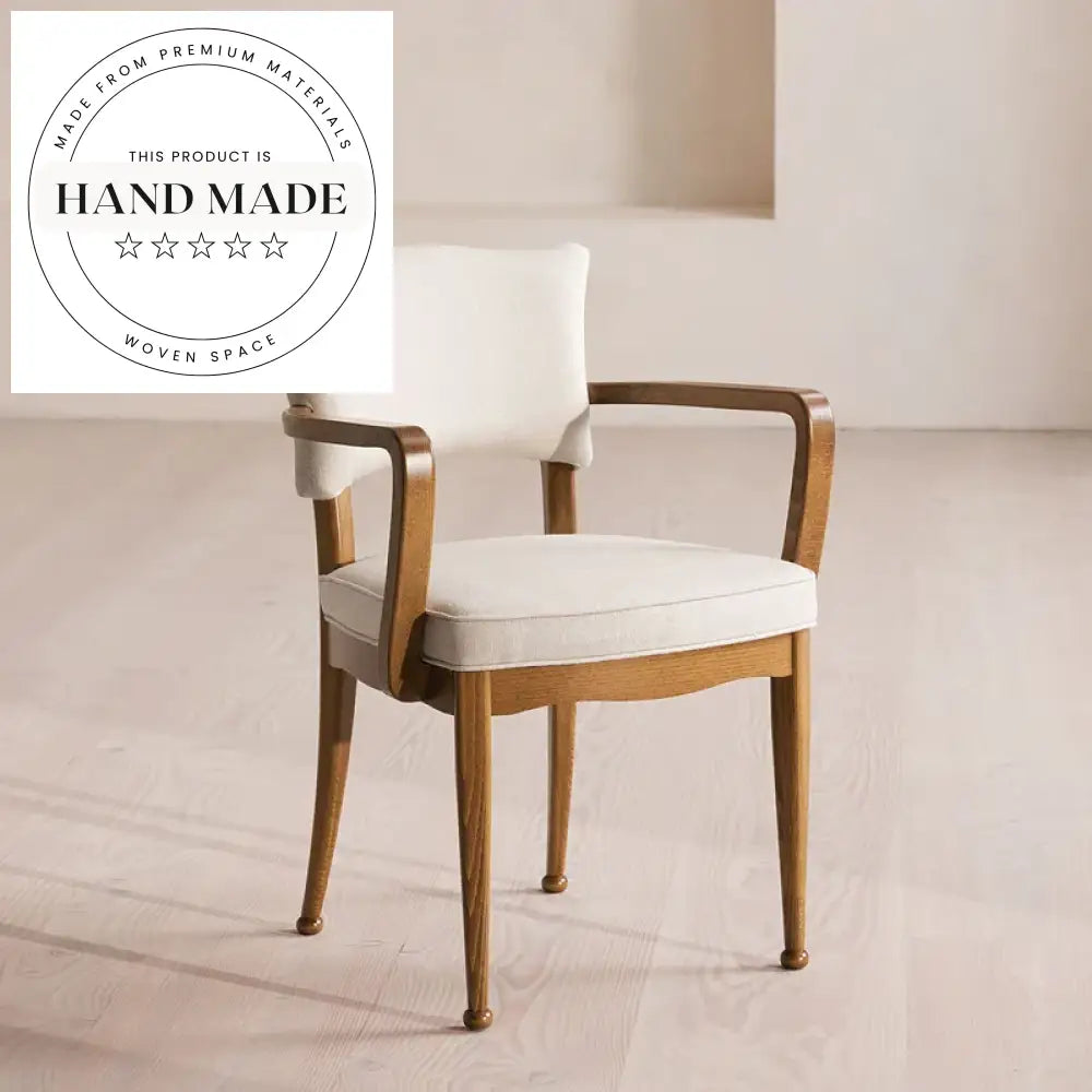 Modern Velvet Upholstered Dining Armchair with Solid Oak Wood Frame