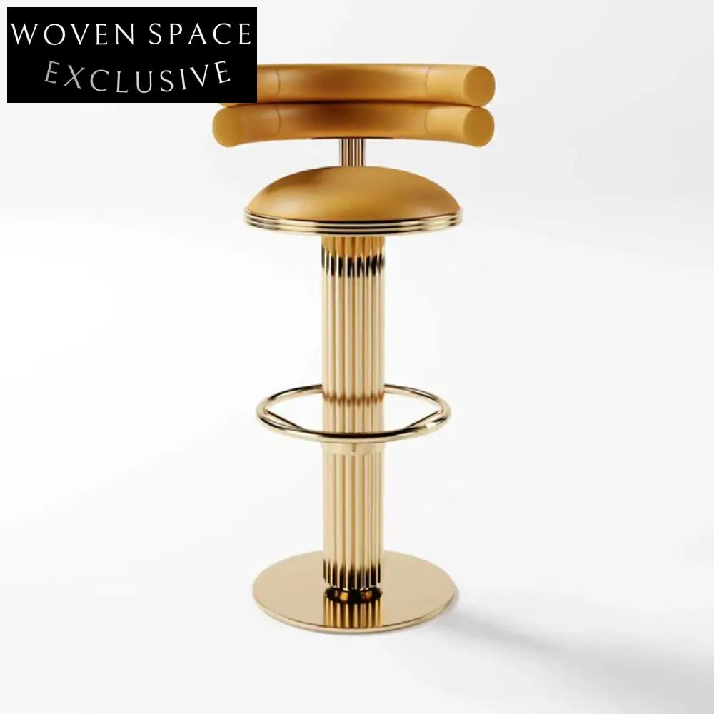 Modern Velvet Upholstered Gold Metal Leg Counter Height Bar Stool