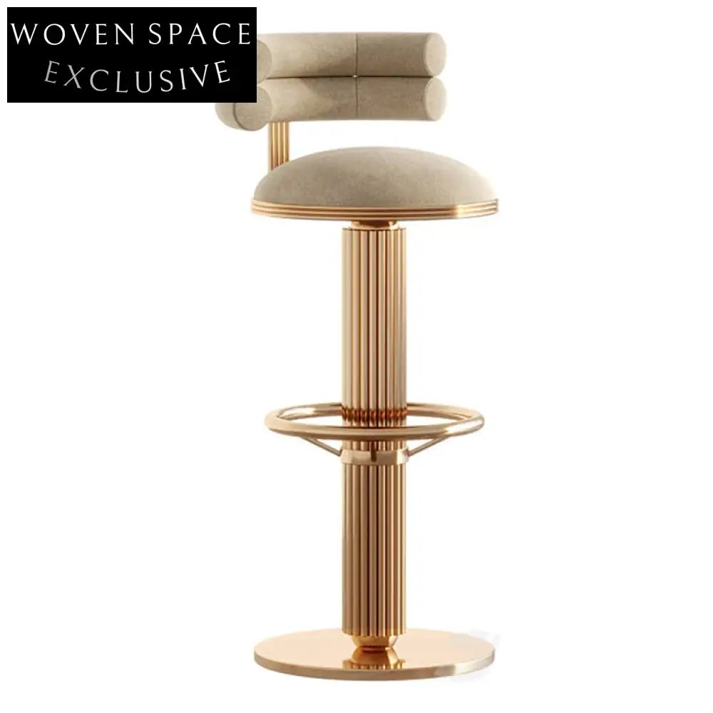 Modern Velvet Upholstered Gold Metal Leg Counter Height Bar Stool