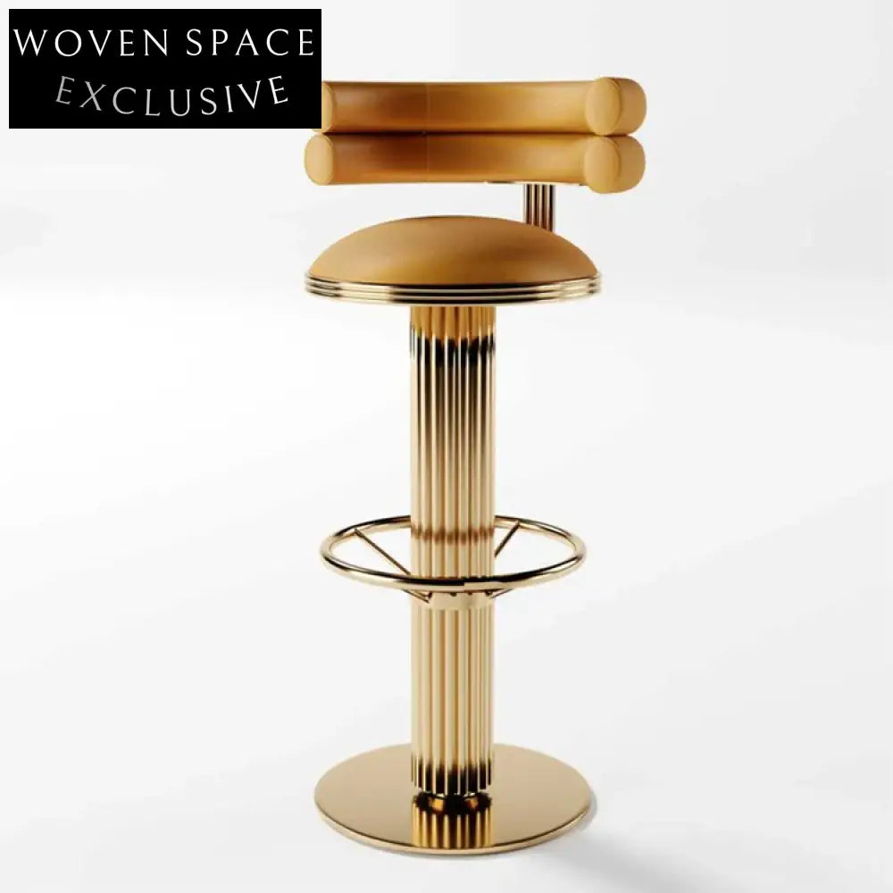Modern Velvet Upholstered Gold Metal Leg Counter Height Bar Stool
