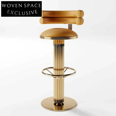 Modern Velvet Upholstered Gold Metal Leg Counter Height Bar Stool
