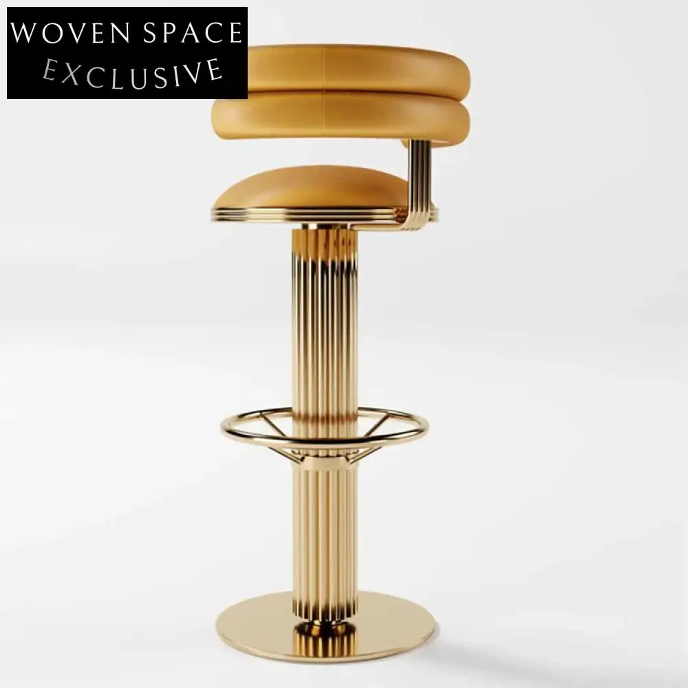 Modern Velvet Upholstered Gold Metal Leg Counter Height Bar Stool