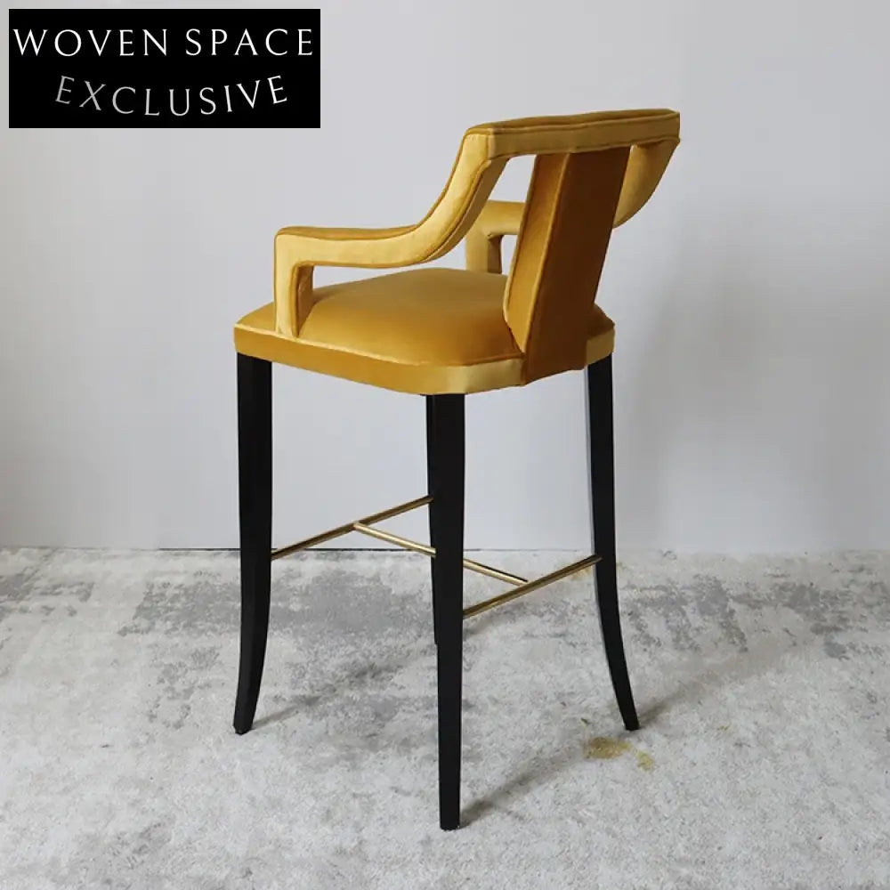 Modern Velvet Upholstered High Bar Stool, Designer Restaurant Bar Chair