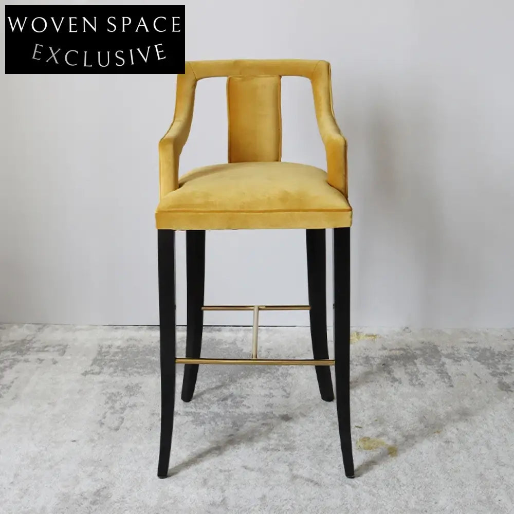 Modern Velvet Upholstered High Bar Stool, Designer Restaurant Bar Chair