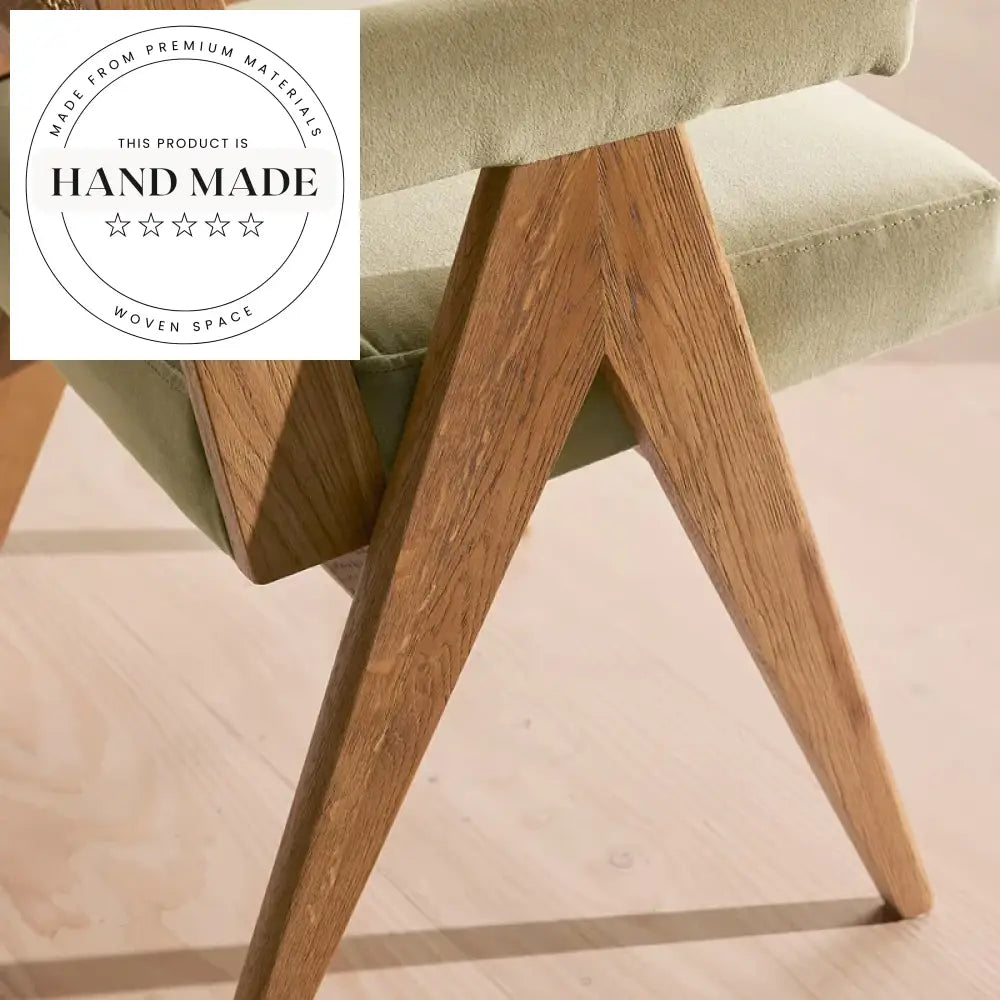 Modern Velvet Upholstered Oak Frame Dining & Cafe Side Armchair