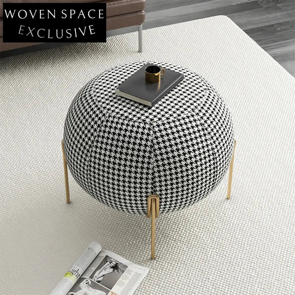Modern Velvet Upholstered Round Living Room Accent Decorative Stool