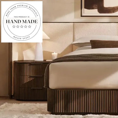 Modern Vintage 3 Drawer Oak Wood Marble Top Bedside Table