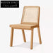 Modern Vintage High Backrest Woven Rattan Solid Wood Armchair Dining Chair