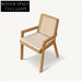 Modern Vintage High Backrest Woven Rattan Solid Wood Armchair Dining Chair