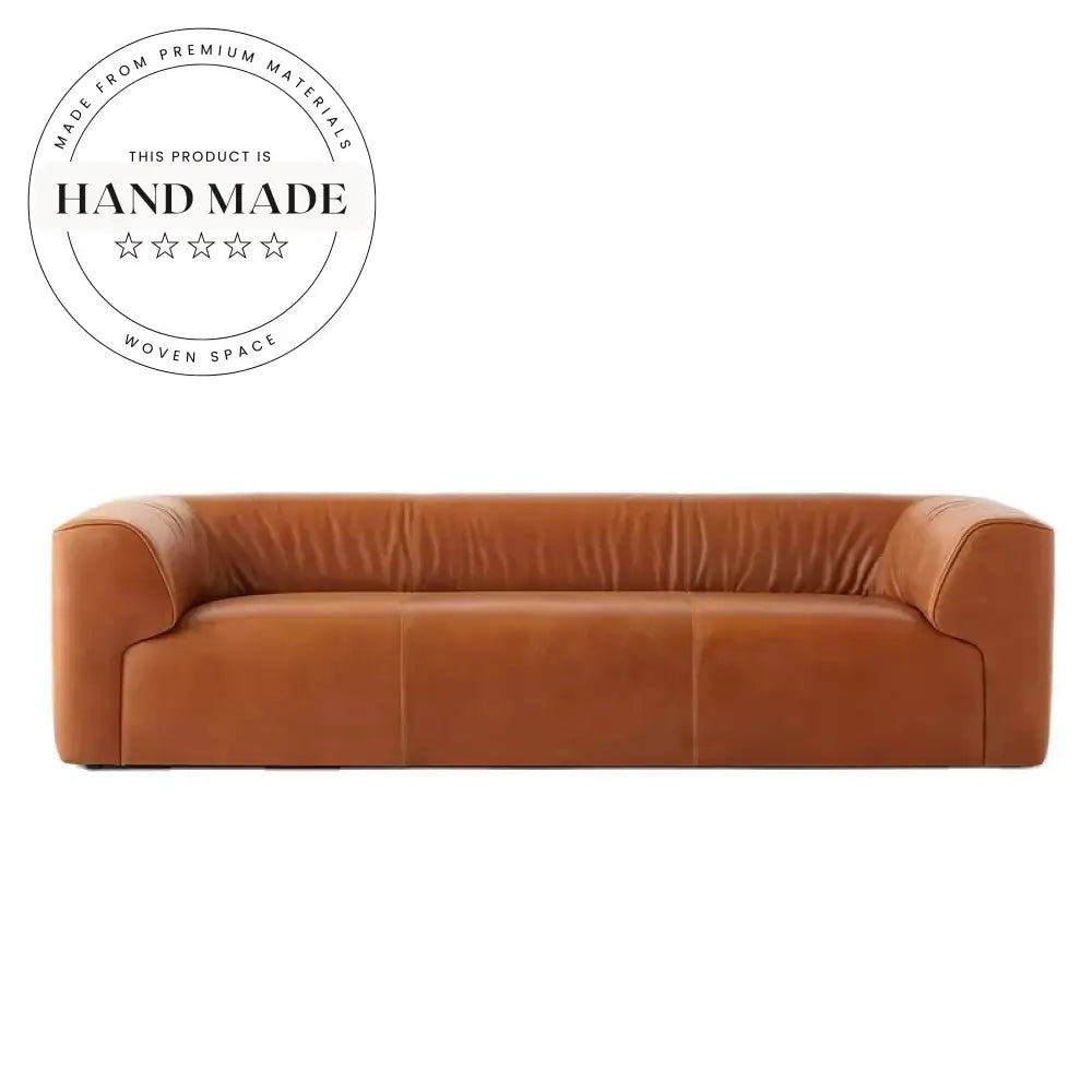 Modern Vintage Industrial Oil Wax Genuine Leather Sectional Sofa