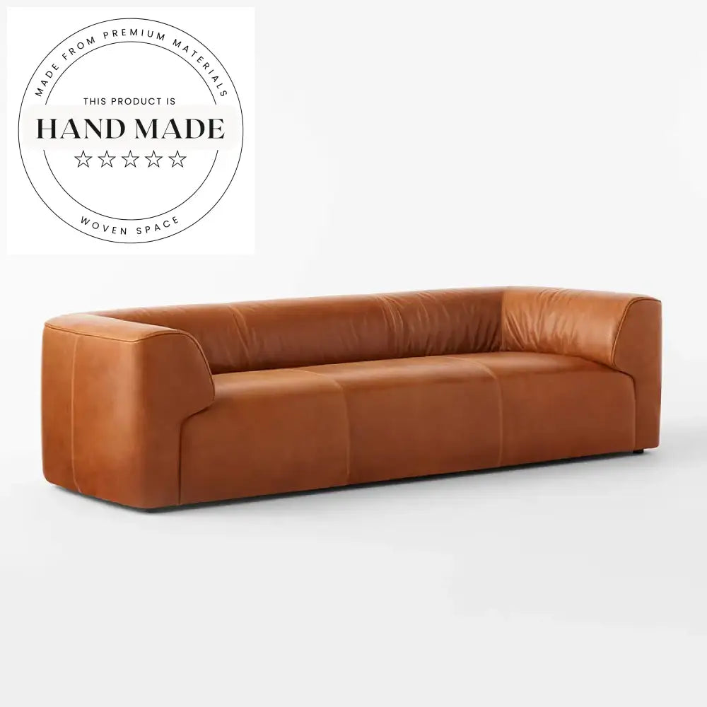 Modern Vintage Industrial Oil Wax Genuine Leather Sectional Sofa