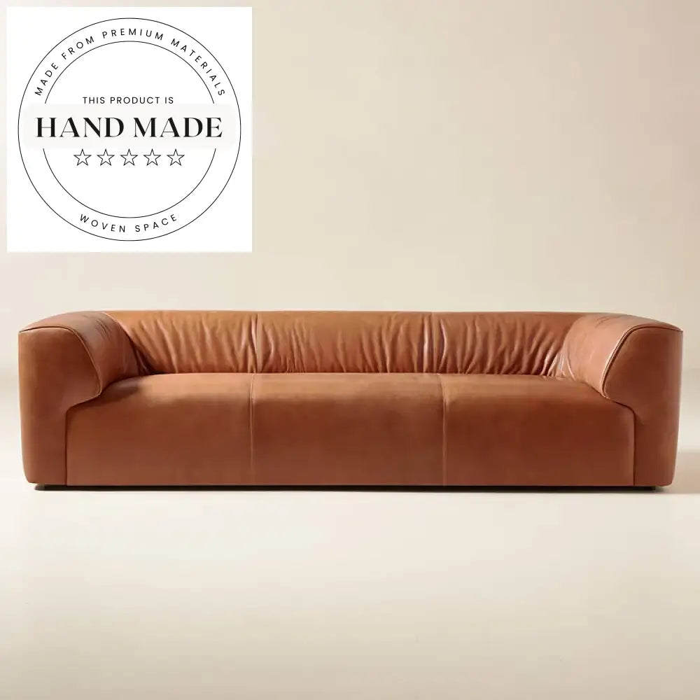 Modern Vintage Industrial Oil Wax Genuine Leather Sectional Sofa