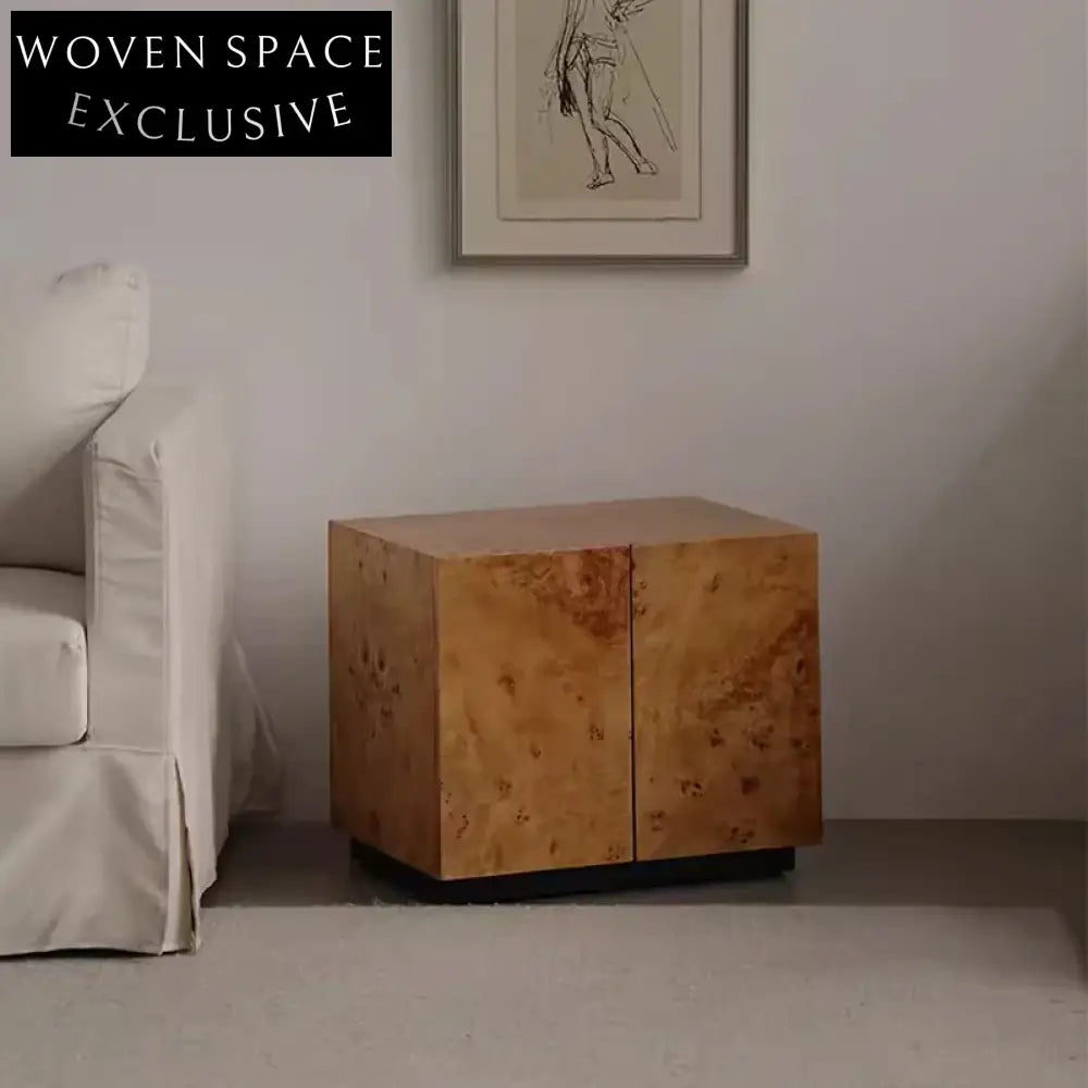 Modern Vintage Minimalist Wooden Open Door Design Bedside Table