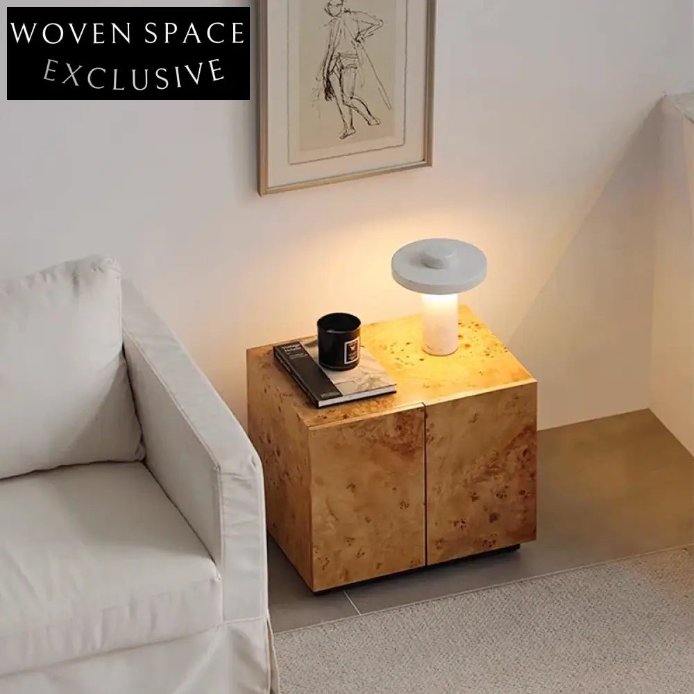 Modern Vintage Minimalist Wooden Open Door Design Bedside Table