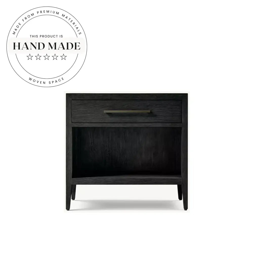 Modern Vintage Natural Oak Wood Three Drawer Bedroom Bedside Table