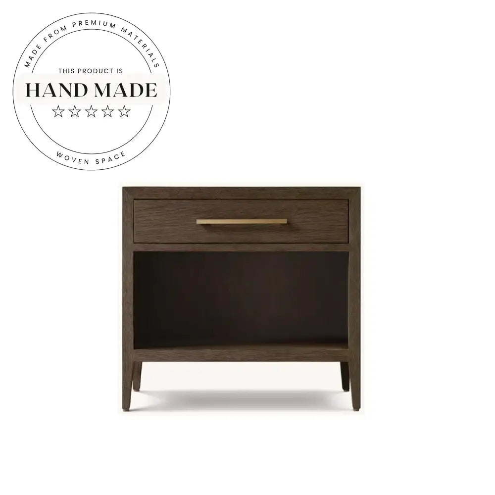 Modern Vintage Natural Oak Wood Three Drawer Bedroom Bedside Table