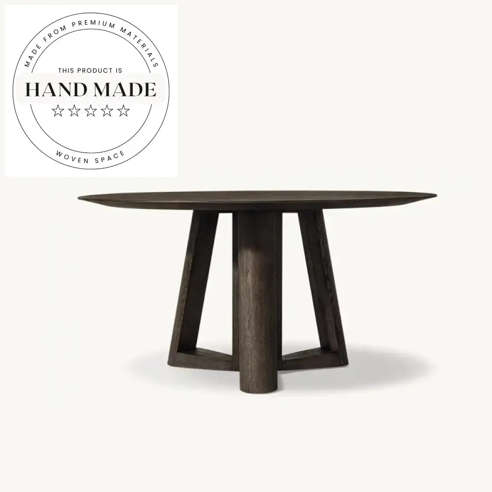Modern Vintage Round Oak Wood 6 Seater Dining Table