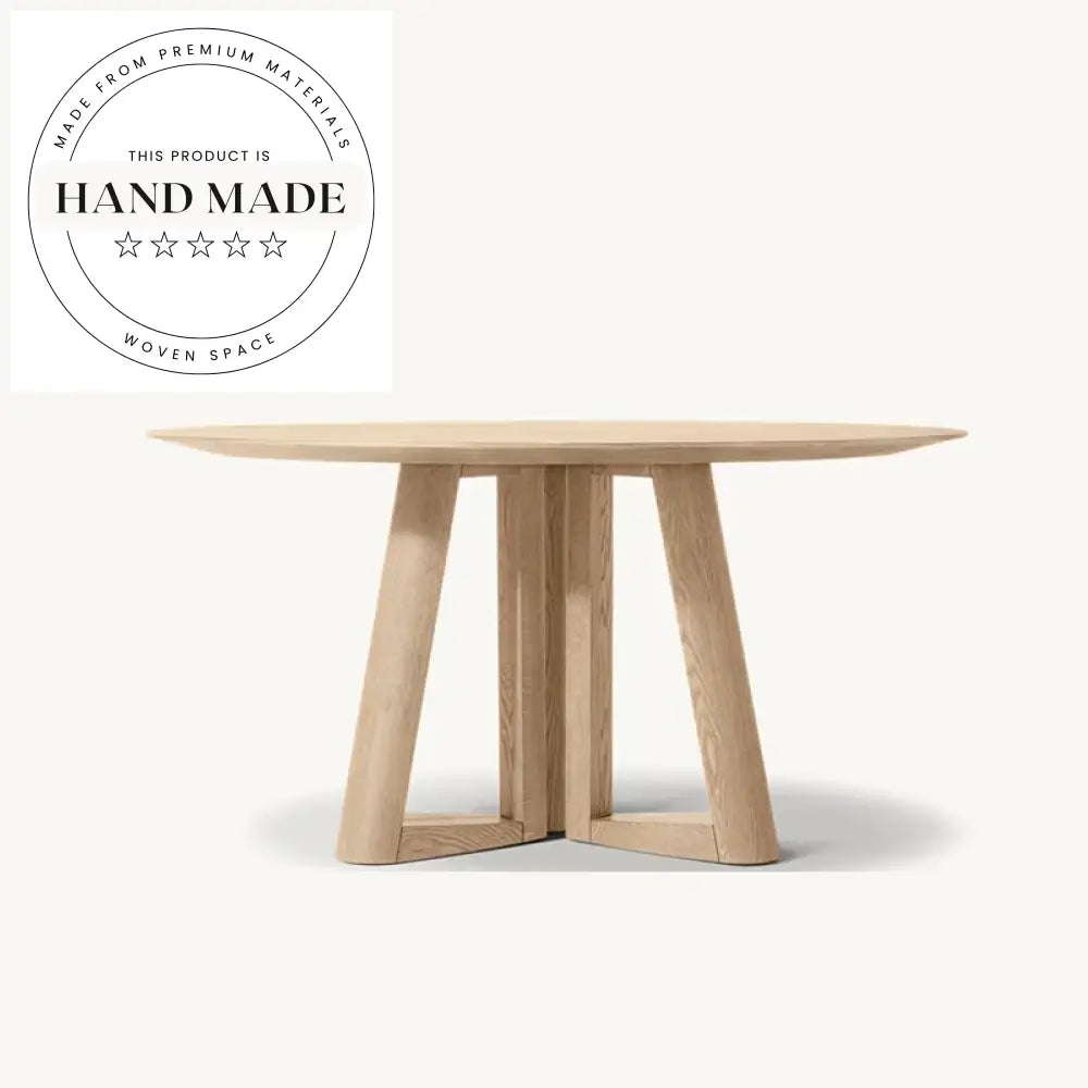 Modern Vintage Round Oak Wood 6 Seater Dining Table