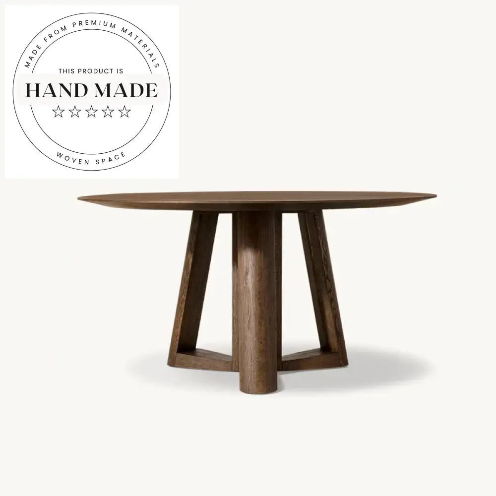 Modern Vintage Round Oak Wood 6 Seater Dining Table