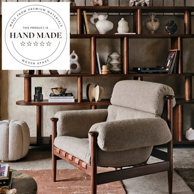 Modern Vintage Solid Wood Recliner Lounge Chair Chestnut Leather Upholstery