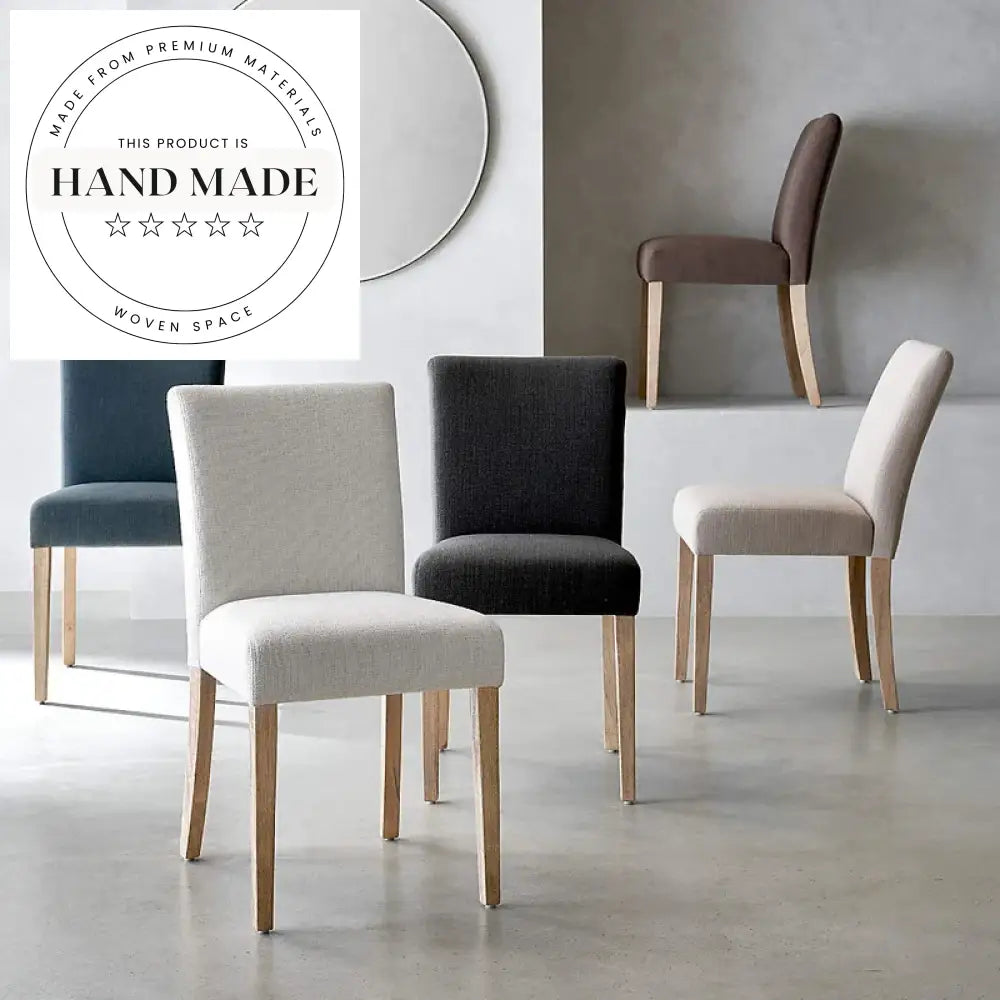 Modern Vintage Upholstered Dining Chair Natural Wood Legs Cafe Restaurant Chair