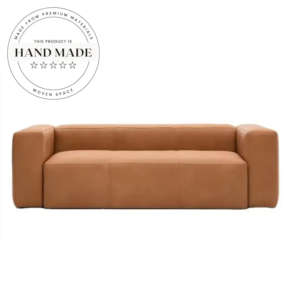 Modern Vintage Wabi-sabi Brown Genuine Leather Modular Sectional Sofa