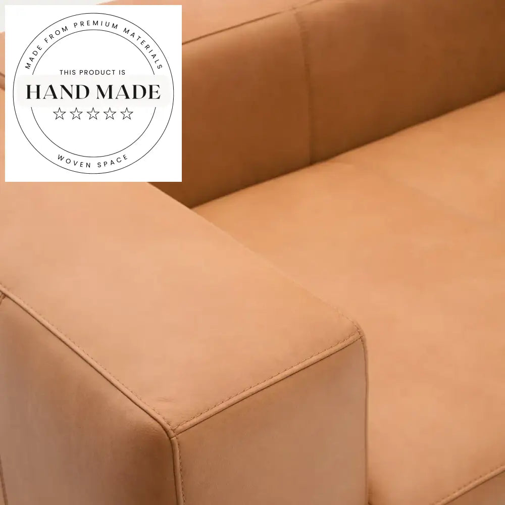 Modern Vintage Wabi-sabi Brown Genuine Leather Modular Sectional Sofa