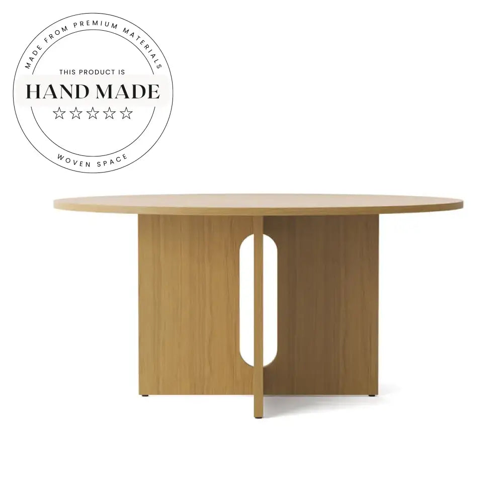 Modern Vintage Walnut Round Solid Wood 6-Seater Dining Table