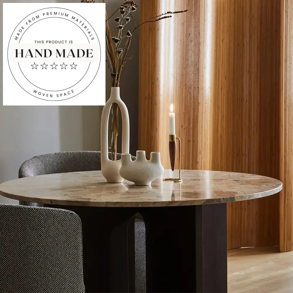 Modern Vintage Walnut Round Solid Wood 6-Seater Dining Table