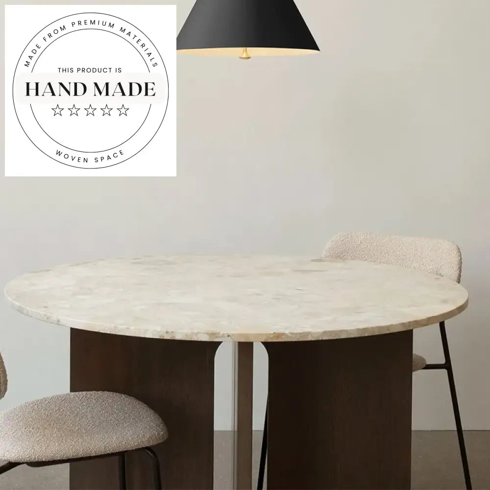 Modern Vintage Walnut Round Solid Wood 6-Seater Dining Table