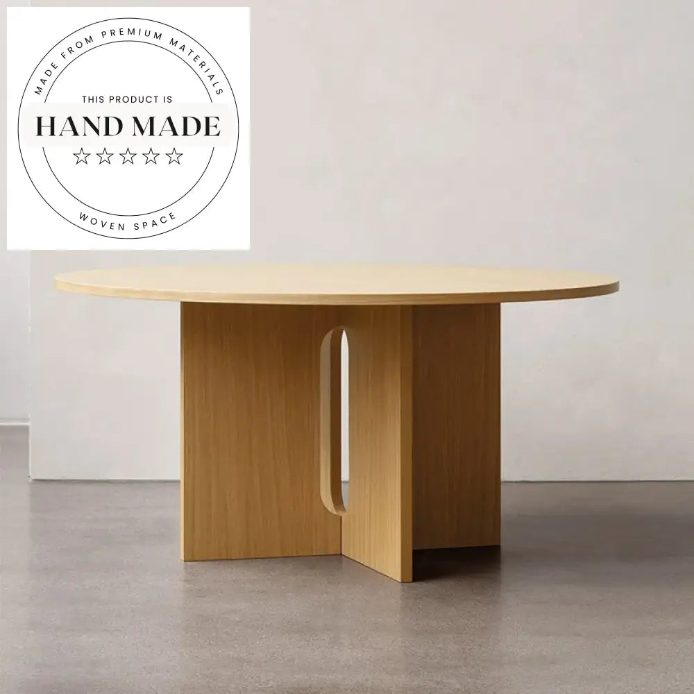 Modern Vintage Walnut Round Solid Wood 6-Seater Dining Table