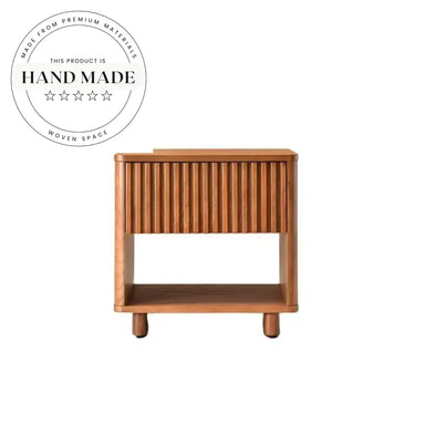 Modern Wabi-sabi Antique Stained Solid Wood One Drawer Nightstand