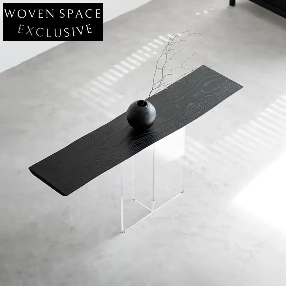 Modern Wabi-Sabi Black Wood Acrylic Hallway Living Room Console Table