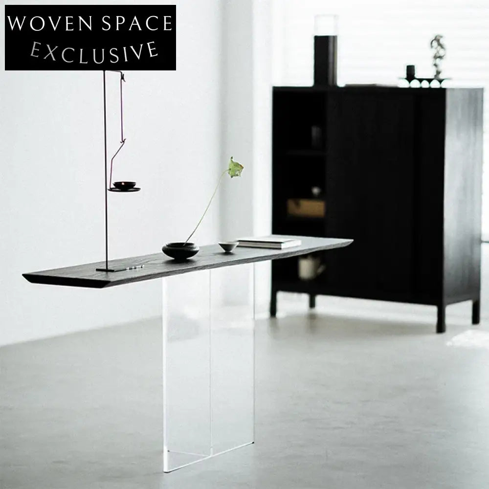 Modern Wabi-Sabi Black Wood Acrylic Hallway Living Room Console Table