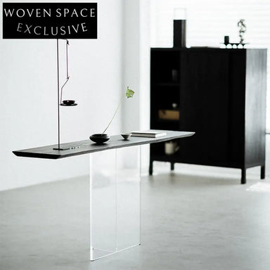 Modern Wabi-Sabi Black Wood Acrylic Hallway Living Room Console Table