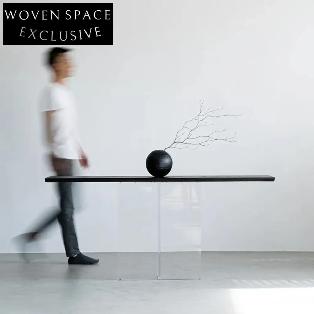Modern Wabi-Sabi Black Wood Acrylic Hallway Living Room Console Table