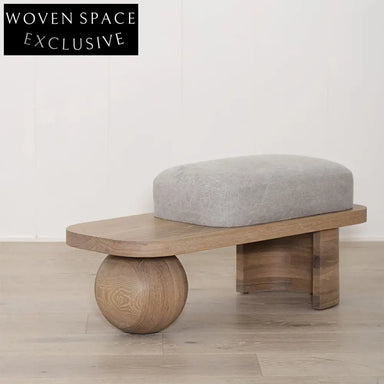 Modern Wabi-sabi Fabric Wood Ottoman Bench for Living Room and Bedroom