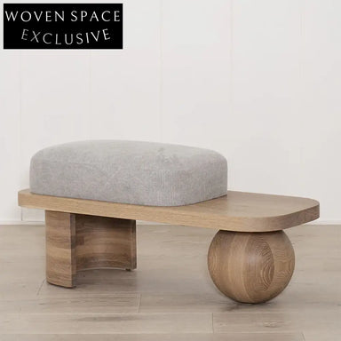 Modern Wabi-sabi Fabric Wood Ottoman Bench for Living Room and Bedroom