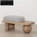 Modern Wabi-sabi Fabric Wood Ottoman Bench for Living Room and Bedroom