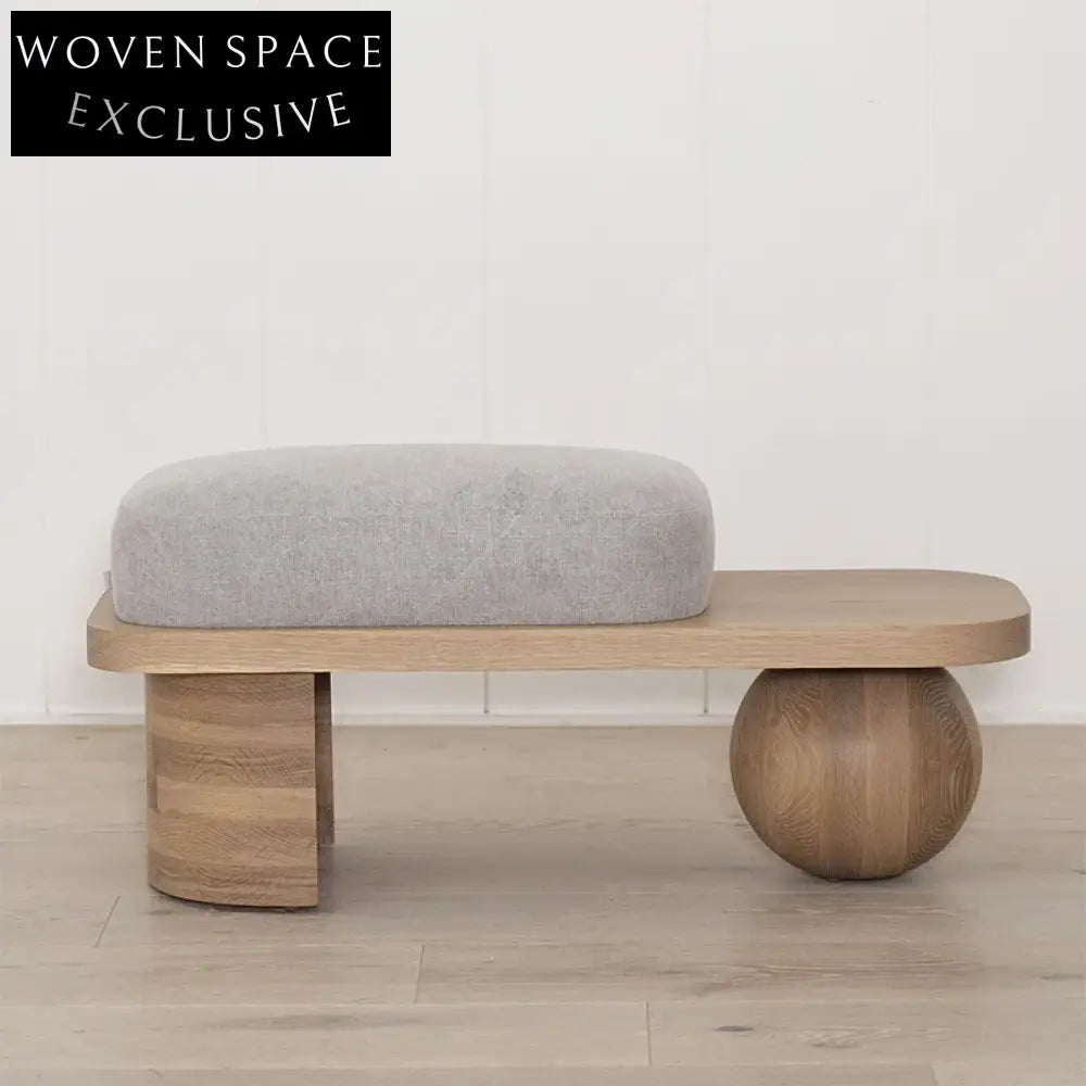 Modern Wabi-sabi Fabric Wood Ottoman Bench for Living Room and Bedroom