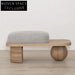 Modern Wabi-sabi Fabric Wood Ottoman Bench for Living Room and Bedroom