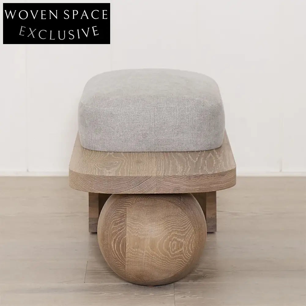 Modern Wabi-sabi Fabric Wood Ottoman Bench for Living Room and Bedroom