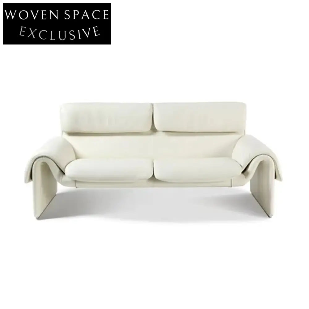 Modern Wabi-sabi Genuine Leather Sofa with Metal Frame Upholstered Loveseat