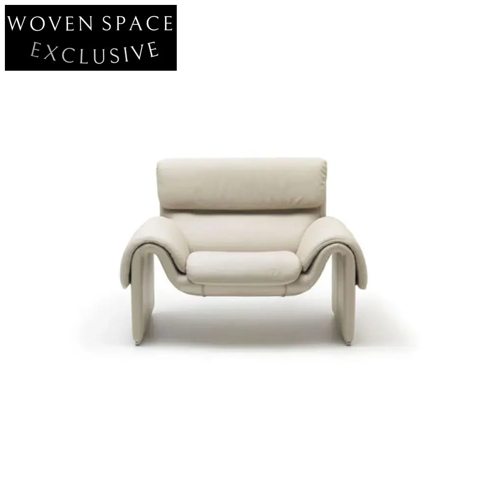 Modern Wabi-sabi Genuine Leather Sofa with Metal Frame Upholstered Loveseat
