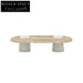 Modern Wabi-Sabi Oval Travertine Marble Coffee Table for Living Room