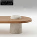 Modern Wabi-Sabi Oval Travertine Marble Coffee Table for Living Room