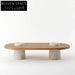 Modern Wabi-Sabi Oval Travertine Marble Coffee Table for Living Room
