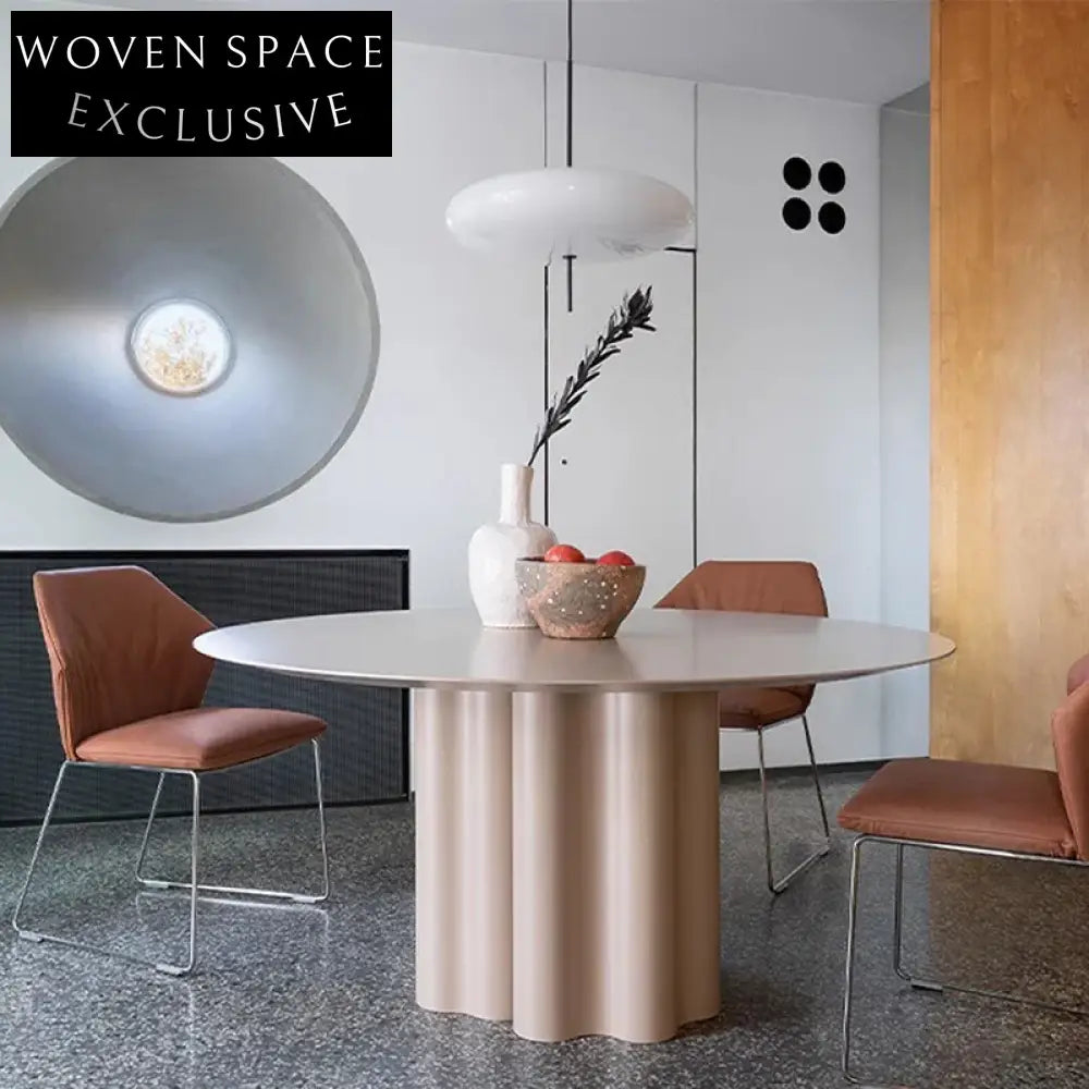 Modern Wabi Sabi Solid Wood Round Dining Table for Home or Restaurant