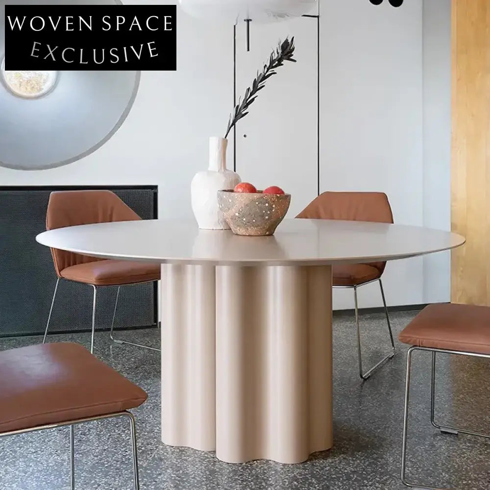 Modern Wabi Sabi Solid Wood Round Dining Table for Home or Restaurant